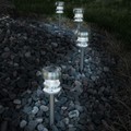 Nature Spring Set of 4 Solar Powered Lights, LED Outdoor Stake Fixture for Gardens, Pathways, and Patios, Silver 514622UKI